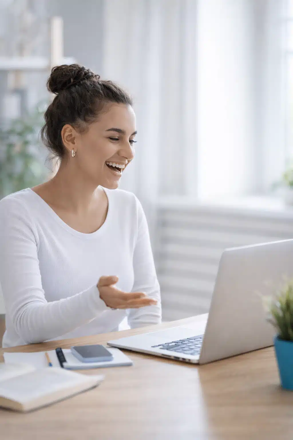 A woman in an online therapy session